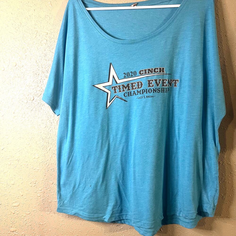 Next Level 2020 Cinch Timed Event Championship Women's 2XL Blue Rodeo T Shirt